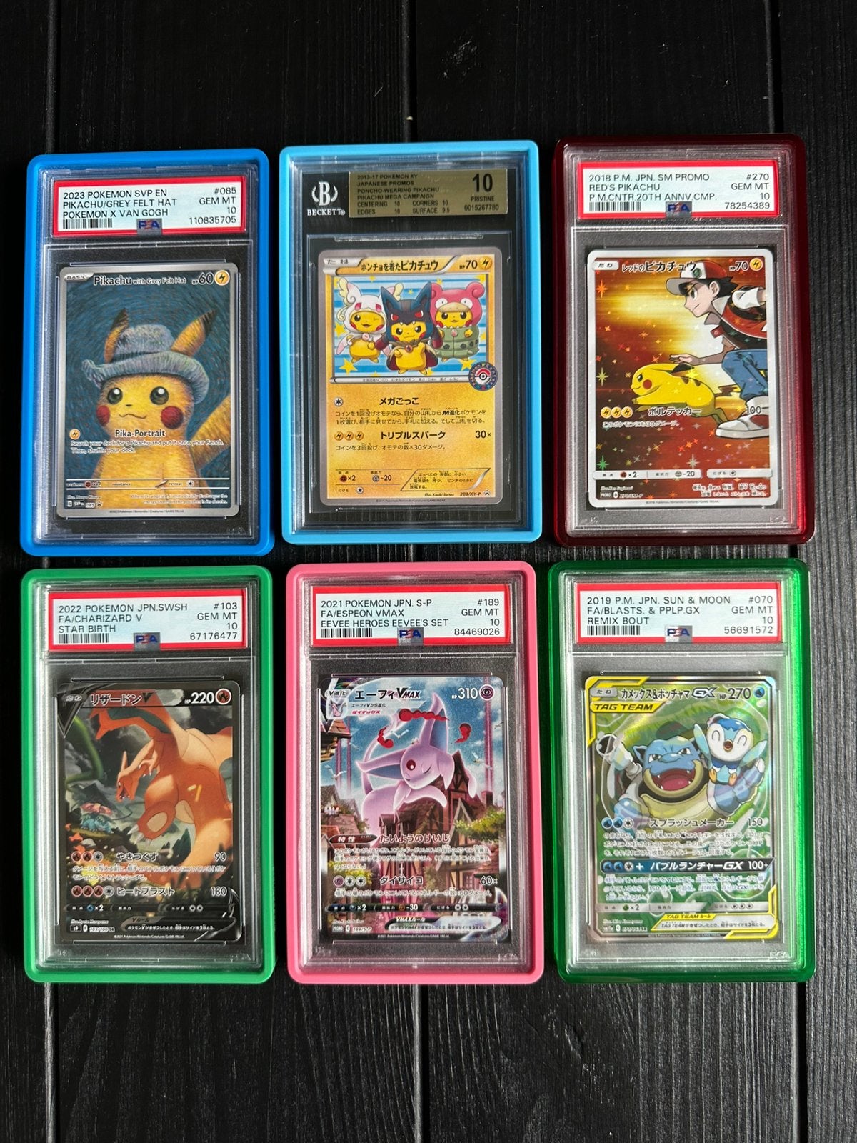 Collectie PSA Pokemon kaarten; pikachu, tag team, promo etc, Ophalen of Verzenden, Zo goed als nieuw, Meerdere kaarten