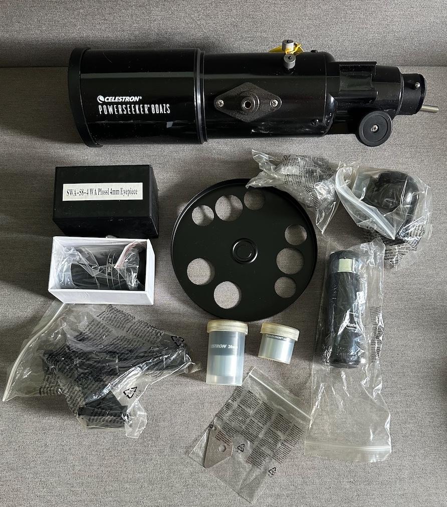Celestron PowerSeeker 80AZS telescoop zgan, Audio, Tv en Foto, Optische apparatuur | Telescopen, Lenzentelescoop (refractor), 80 tot 200 mm