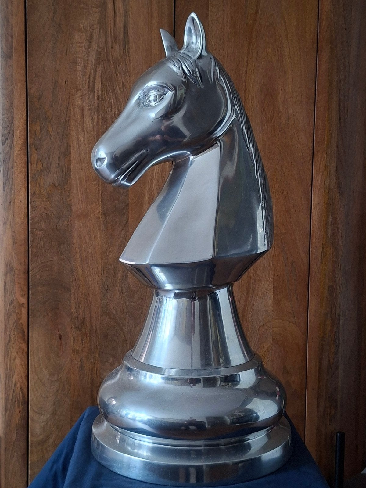 Groot decoratief schaakstuk - Paard (aluminium), Ophalen, Zo goed als nieuw, Zilver, Metaal