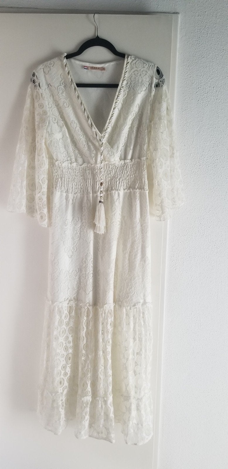 Azara Paris creme kleurige Kanten  ibiza Jurk Maat M/L, Kleding | Dames, Maat 38/40 (M), Azara Paris, Wit, Ophalen of Verzenden