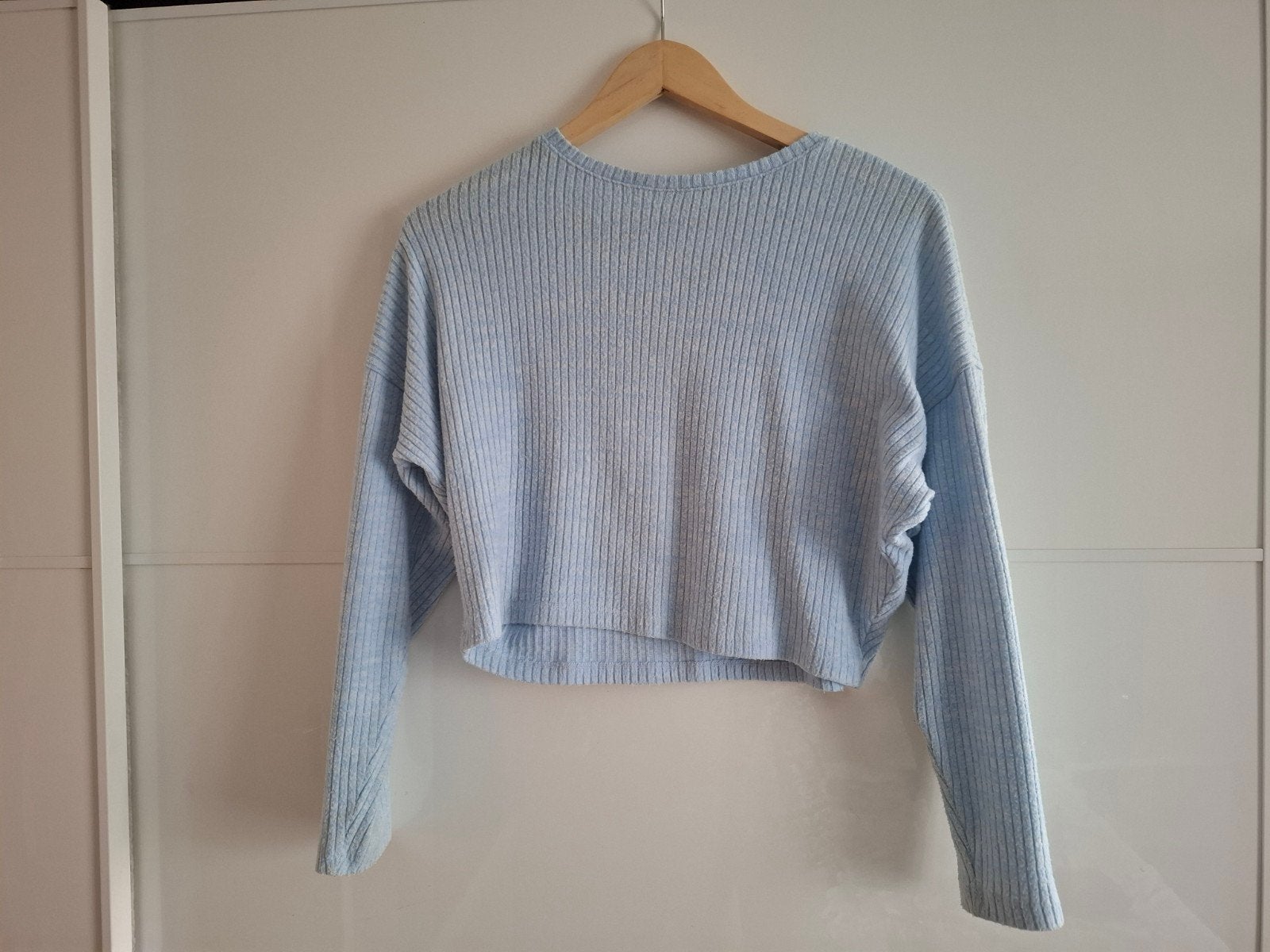 Trendy Babyblauwe Cropped Longsleeve Ribstof – Maat 146-152, Kinderen en Baby's, Kinderkleding | Maat 152, Meisje, Trui of Vest