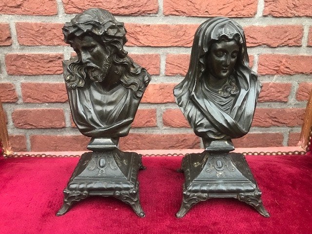 antieke religieuze beeldenset, Antiek en Kunst, Ophalen of Verzenden