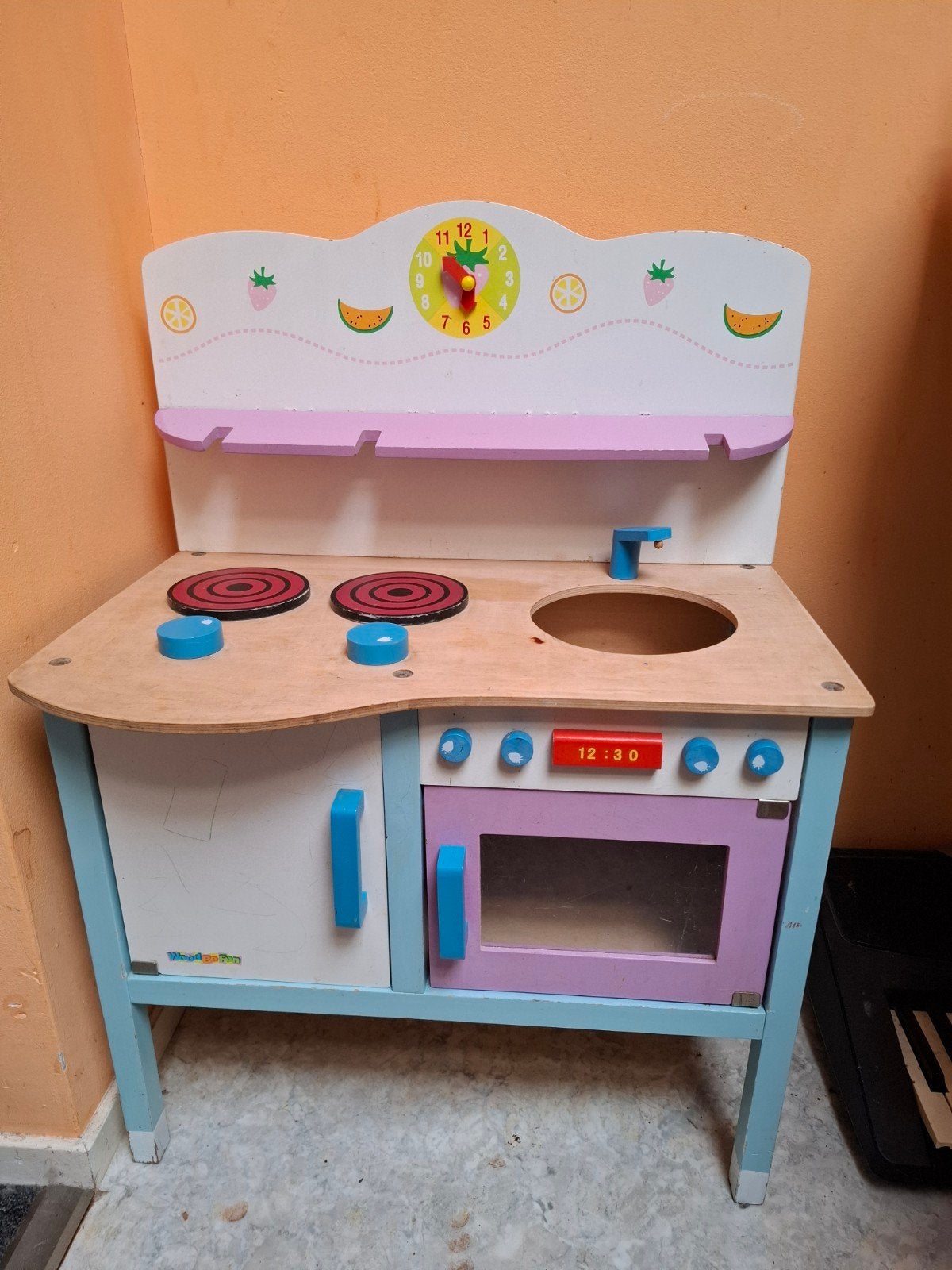 Houten speelkeuken met oven en kookplaat, Ophalen, Gebruikt, Hout, Speelkeuken