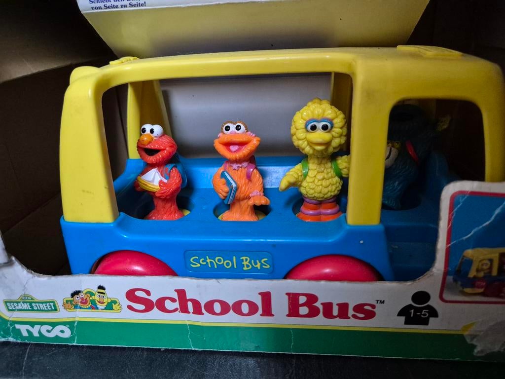 Sesamstraat bus schoolbus met doos tyco, Ophalen of Verzenden, Speelset
