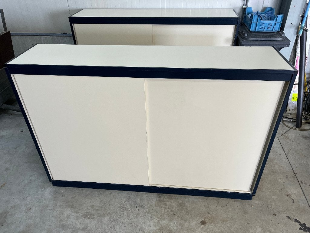 2x vintage Galvnitas schoolkast , schuifdeur kantoor kast, Ophalen, 150 tot 200 cm, 25 tot 50 cm, Gebruikt