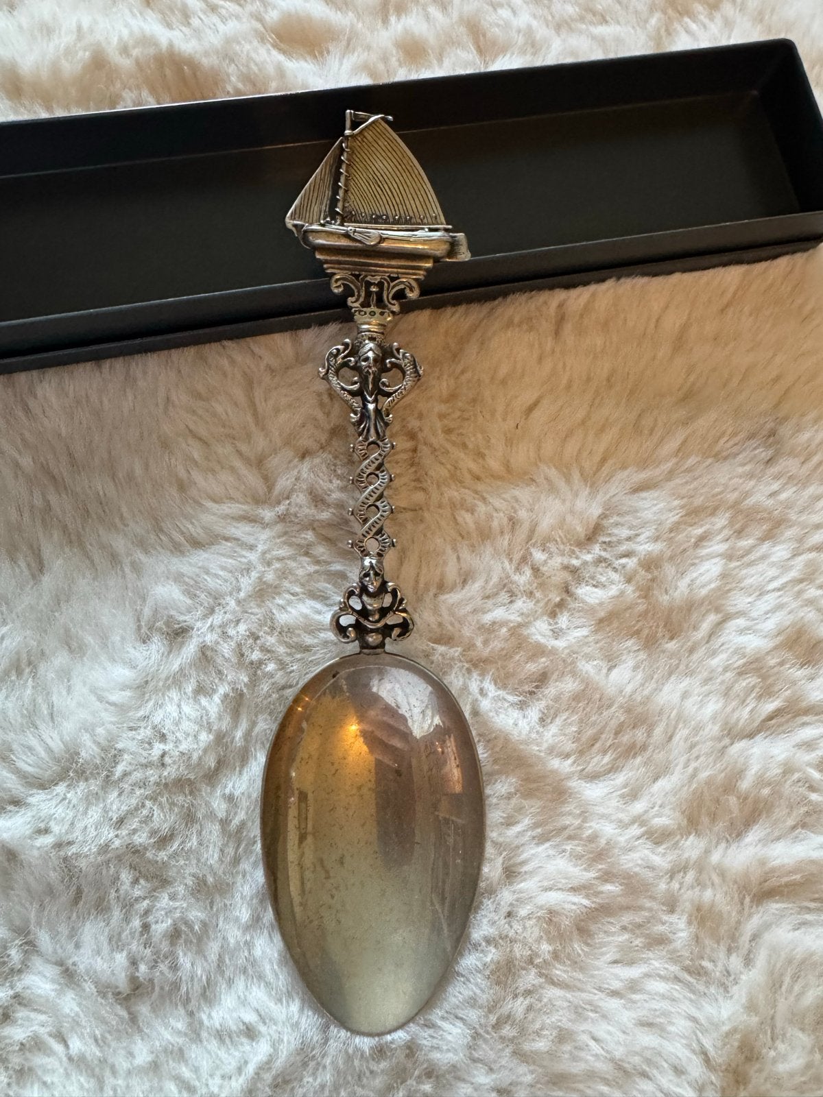 Zware traditionele zilveren geboortelepel (Friese stijl), Antiek en Kunst, Antiek | Goud en Zilver, Ophalen of Verzenden, Zilver