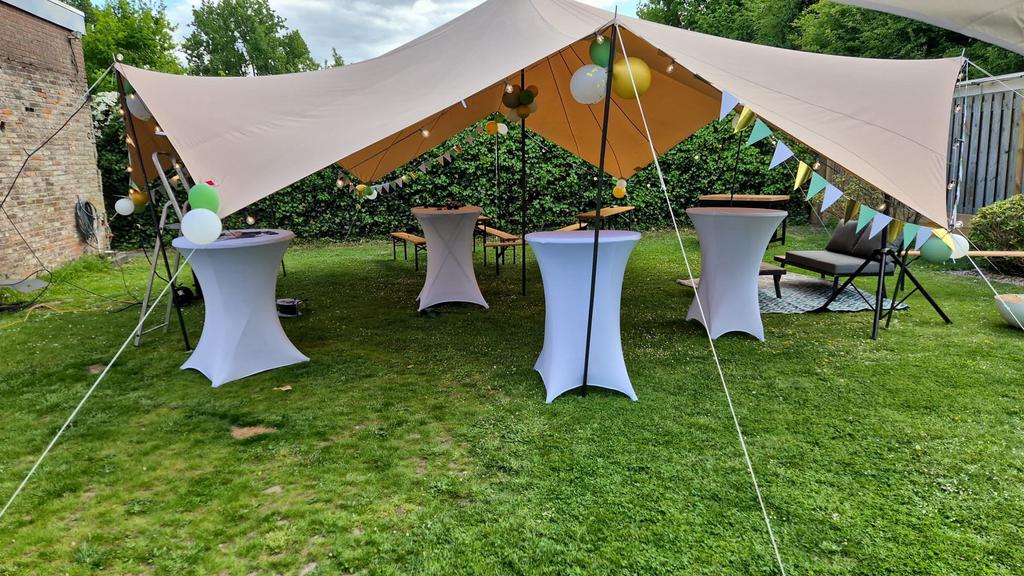 Stretchtent / partytent te huur incl. gratis ....., Ophalen, Geboorte of Huwelijk