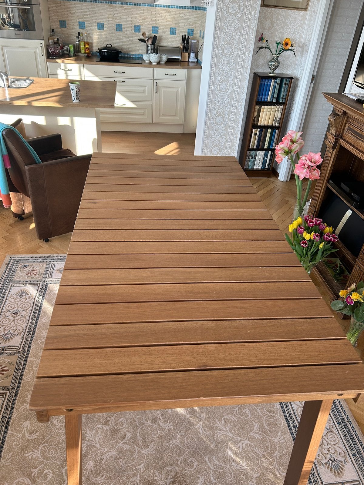 Houten eettafel 80 x 150, Ophalen, Zo goed als nieuw, Hout
