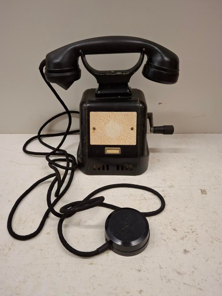 Antieke PTT Telefoon met Draaizwengel - Zwart, Ophalen of Verzenden