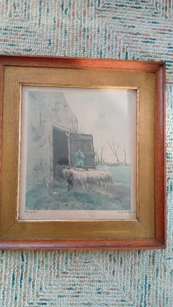 Klassiek Mauve Tafereel in Originele Lijst, Antiek en Kunst, Achter glas, Overige technieken, Ophalen of Verzenden, Landschap