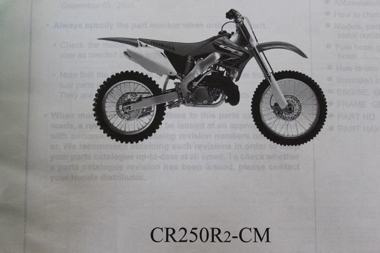 Honda CR250R 2001 motorcycle parts catalogue CR250R2, Ophalen of Verzenden, Honda