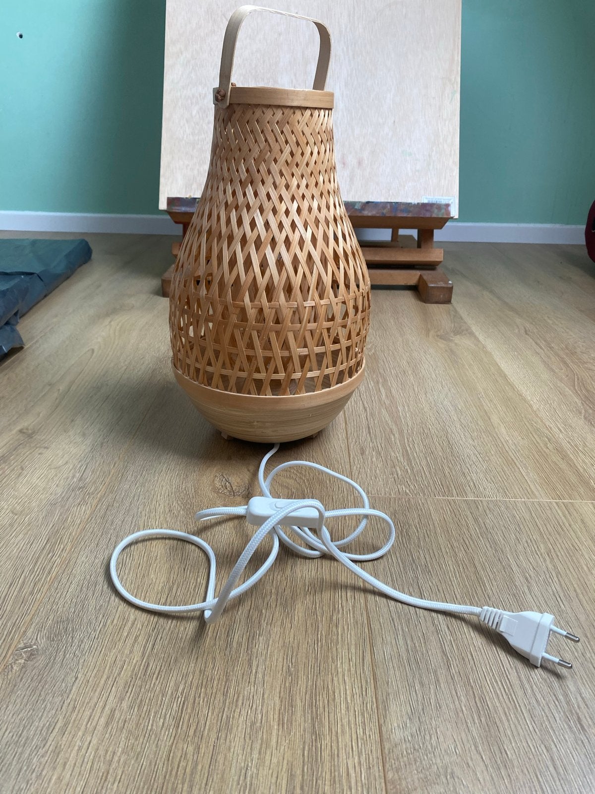 IKEA Rieten Lamp met Warm Geel Licht - Hangend of Staand, Met schakelaar, Bohemian, Natuurlijk materiaal, Beige