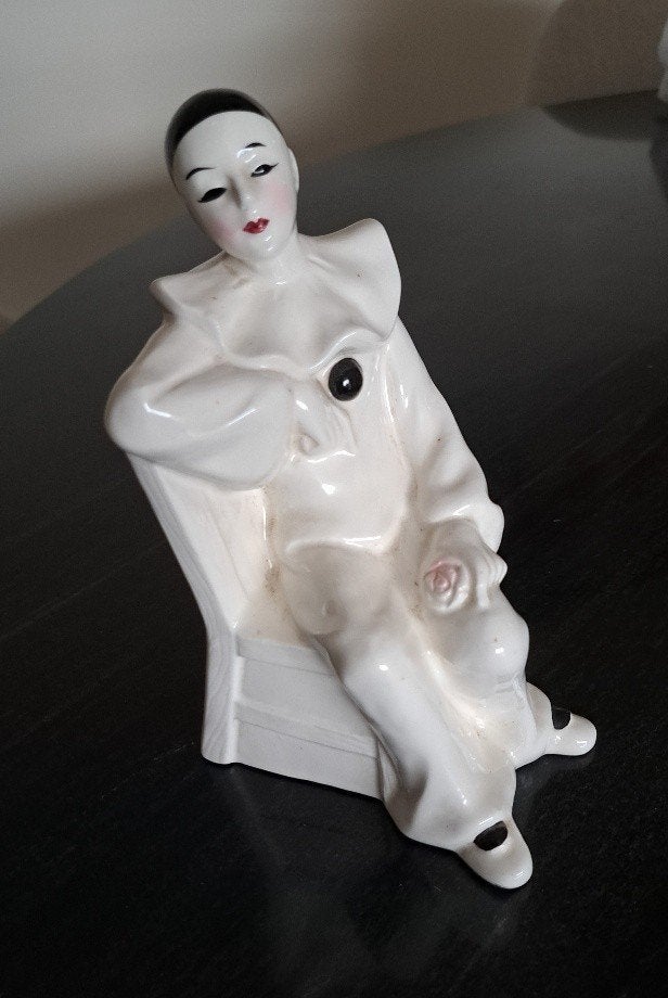 Vintage geglazuurd Keramiek/Porseleinen Pierrot 1975, Antiek en Kunst, Ophalen of Verzenden