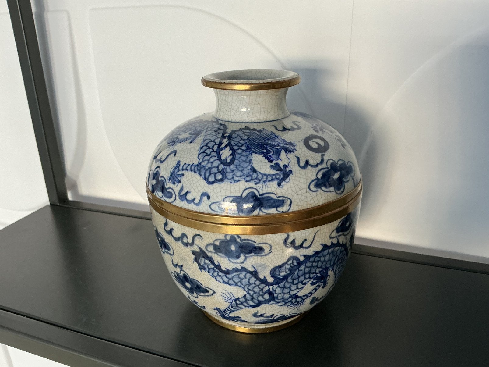 Antieke Chinese gemberpot met drakenmotief, Ophalen of Verzenden