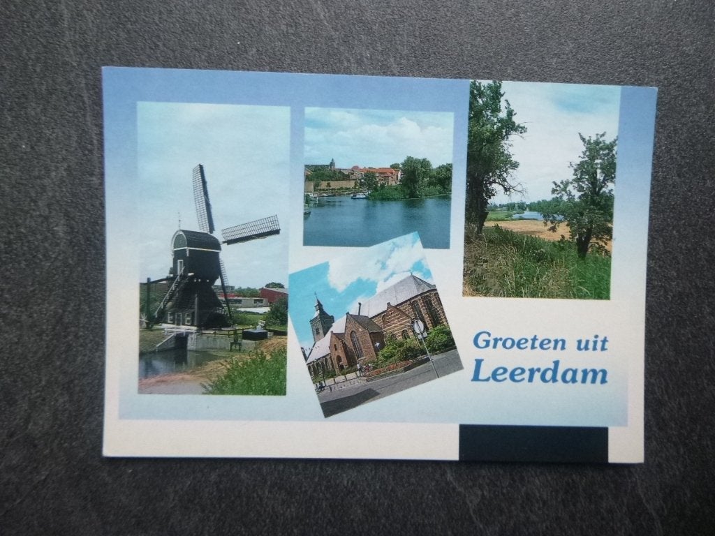 Leerdam, groeten uit/molen, Verzenden, 1980 tot heden, Ongelopen, Zuid-Holland