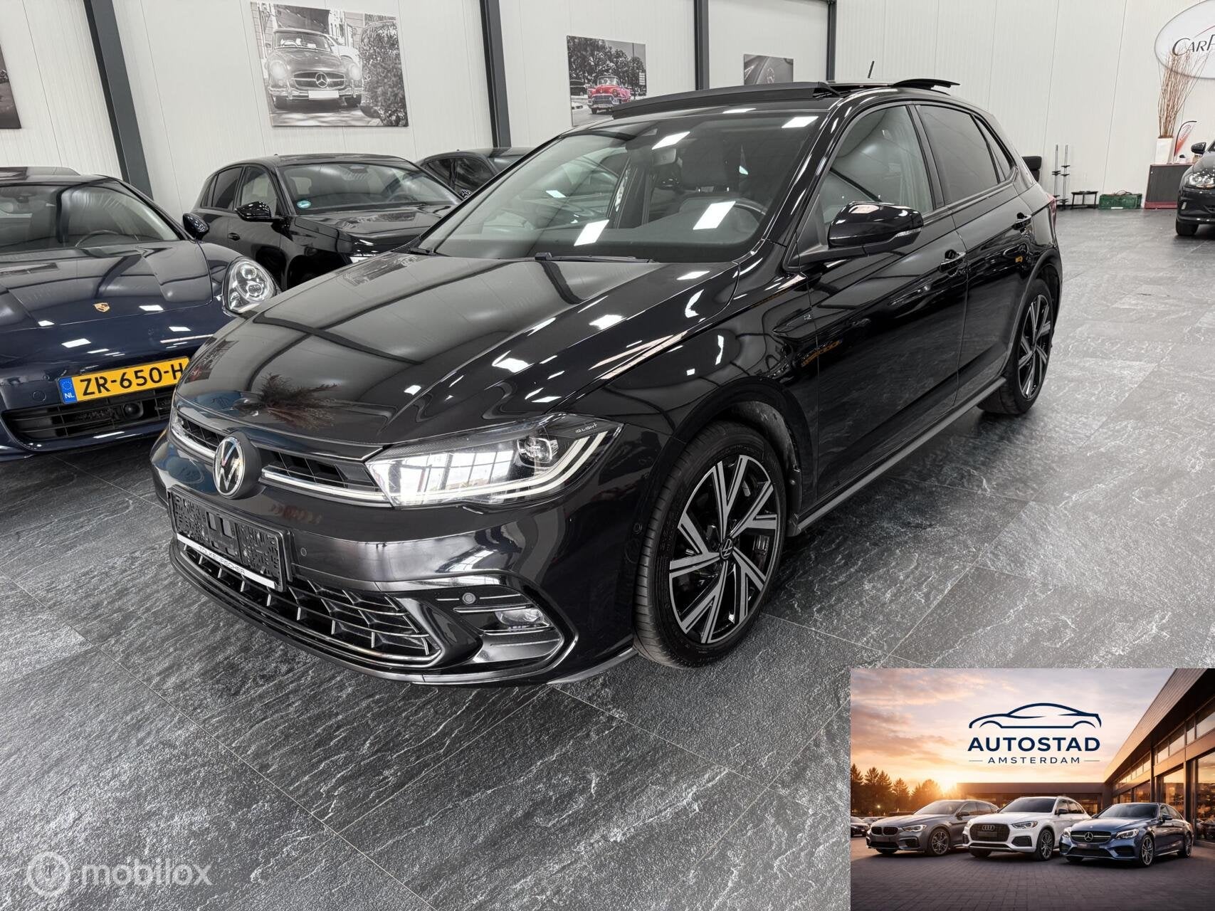 Volkswagen Polo R LINE AUTOMAAT PANO IQ KEYLESS FULL OPTION, Dealer onderhouden, Gebruikt, Zwart, Zwart