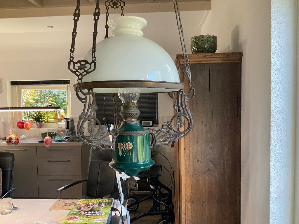 Petroleum hanglamp, Antiek en Kunst, Antiek | Lampen, Ophalen