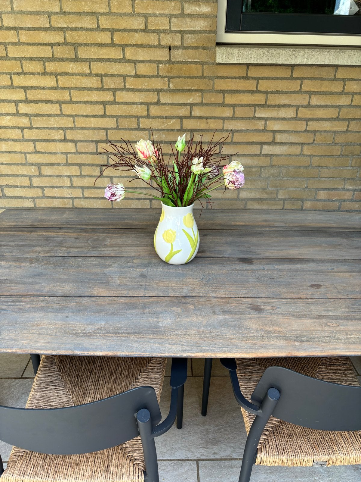 Houten eettafel van Rough Furniture 160x90x75, Ophalen, Gebruikt, Rechthoekig, Hout