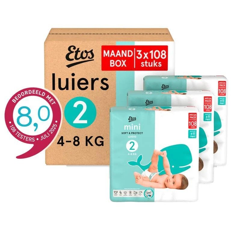 +/- 600 Etos luiers maat 2, Ophalen, Nieuw, Etos, Jongetje of Meisje