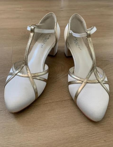 Bruidsschoenen G Westerleigh maat 41. Vintage look!, Ophalen of Verzenden, Gedragen, Overige kleuren, Schoenen