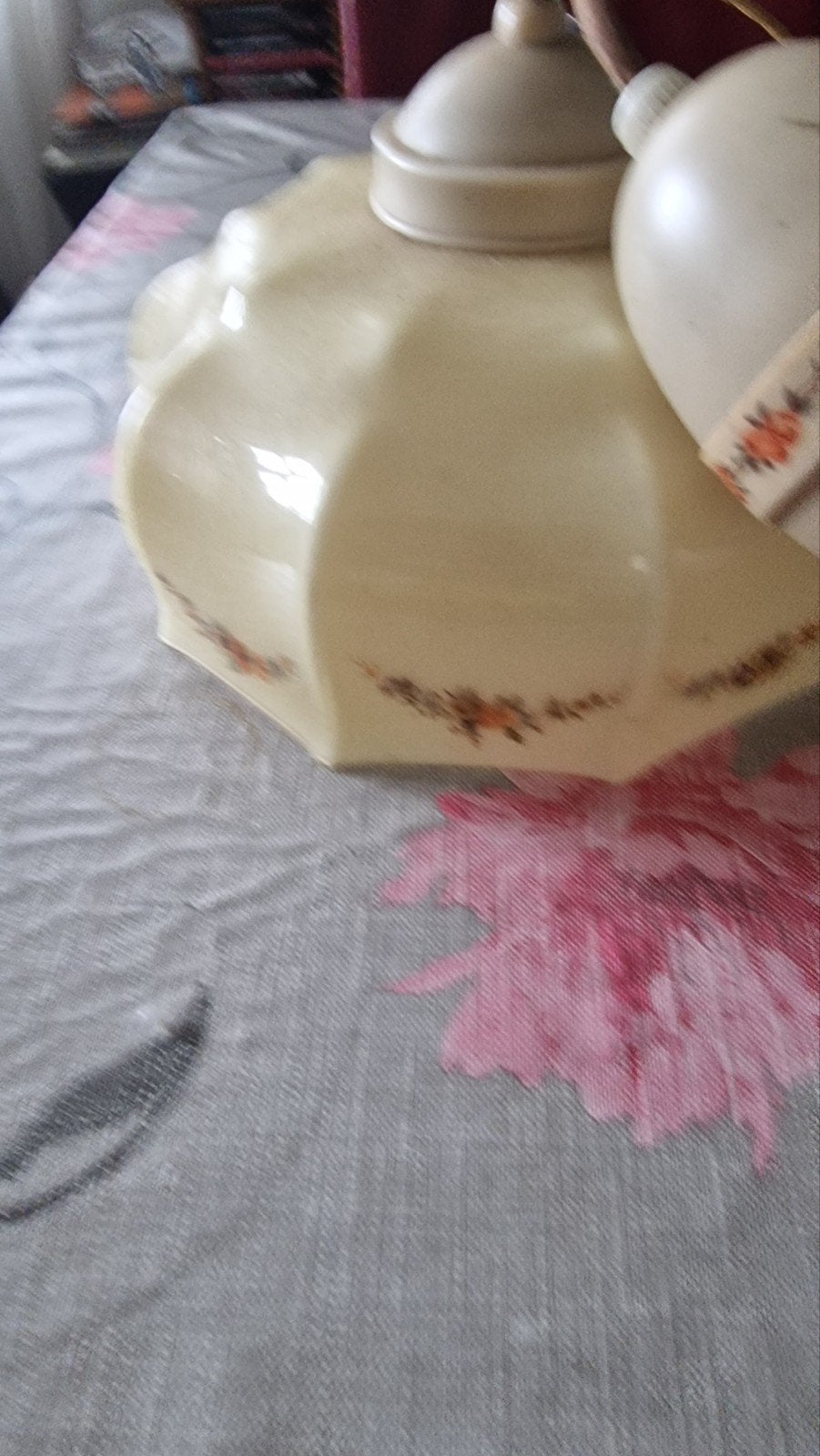 antieke opaline/glas lamp erg mooi met trekpennel, Ophalen of Verzenden