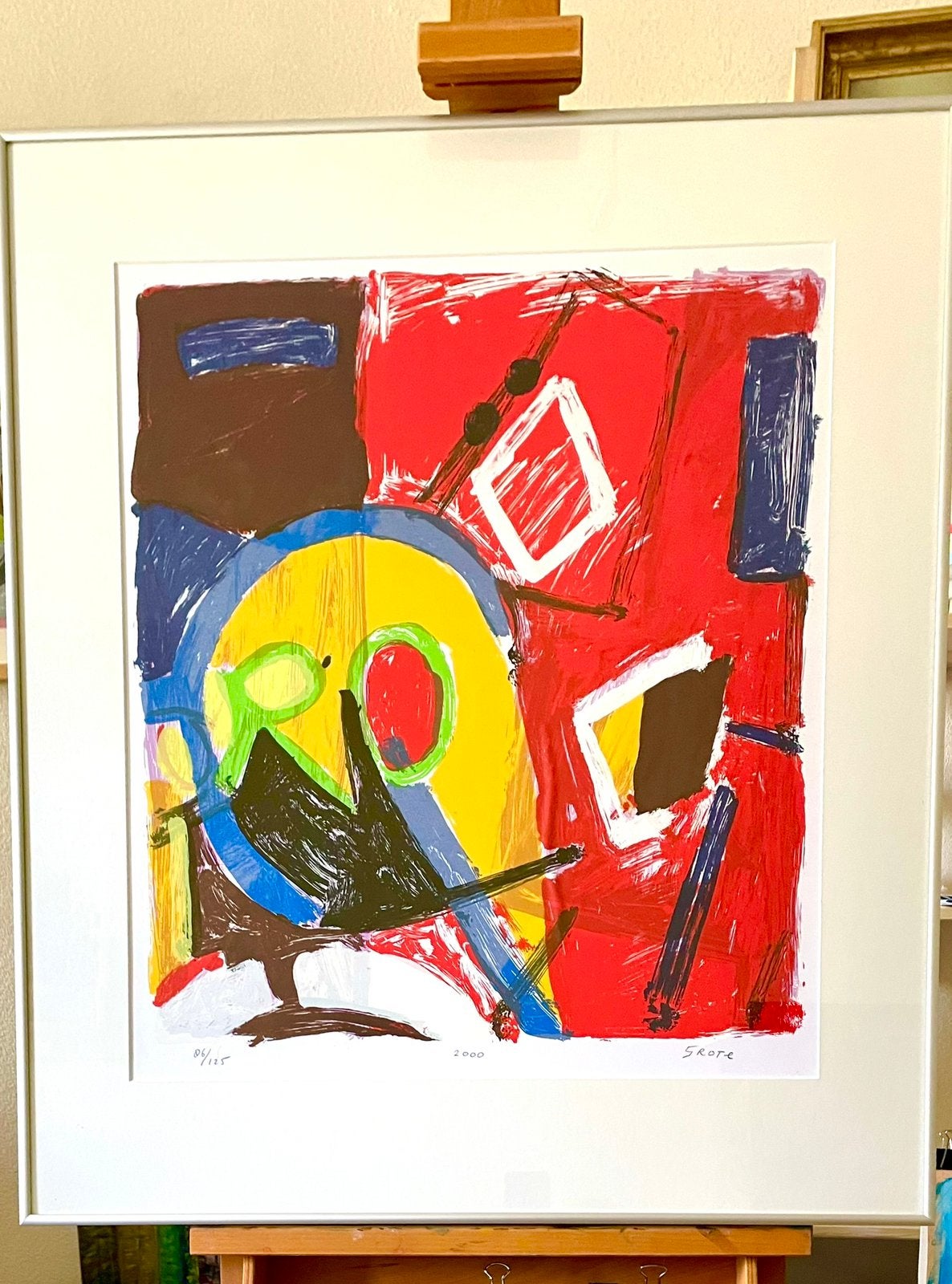 Schilderij - abstracte litho, Ophalen