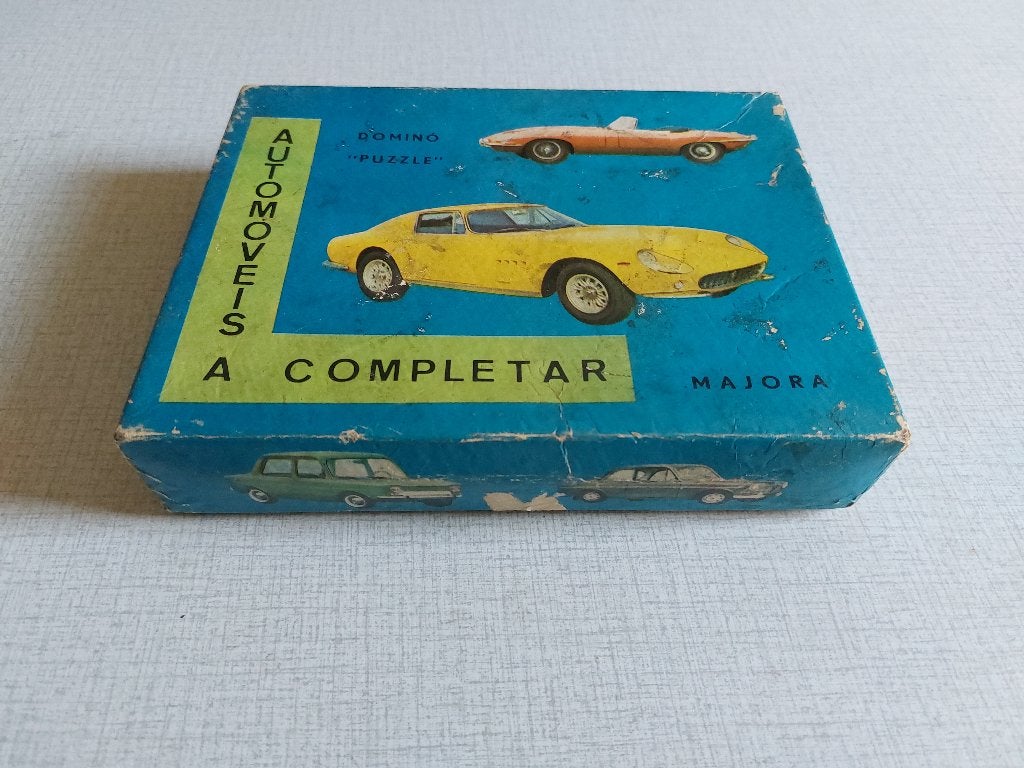 Oud Domino / Puzzle spel met oude auto's, Antiek en Kunst, Ophalen of Verzenden