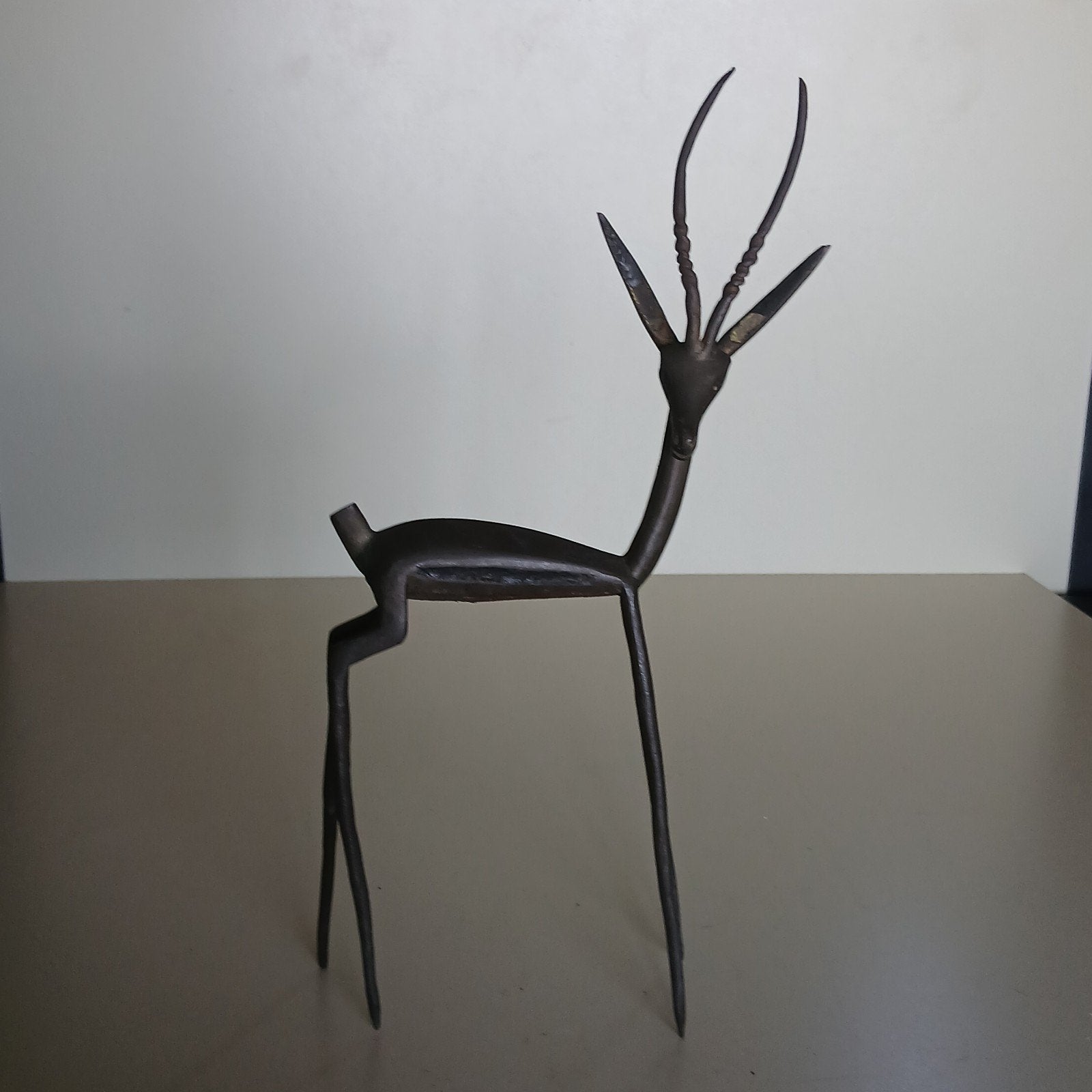 Vintage bronzen beeld van "gazelle", Ophalen of Verzenden