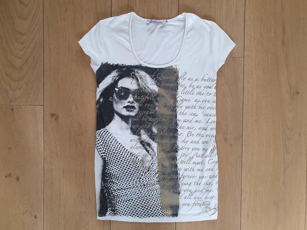 Shirt van Queen Mum maat XS, valt als S, Wit, Queen mum, Maat 34 (XS) of kleiner, Gedragen