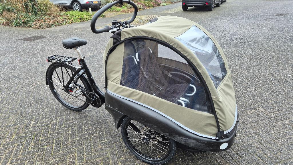 bakfiets elektrisch de Winther Kangaroo de Luxe, Fietsen en Brommers, Gebruikt, Huif, 2 kinderen, Schijfrem