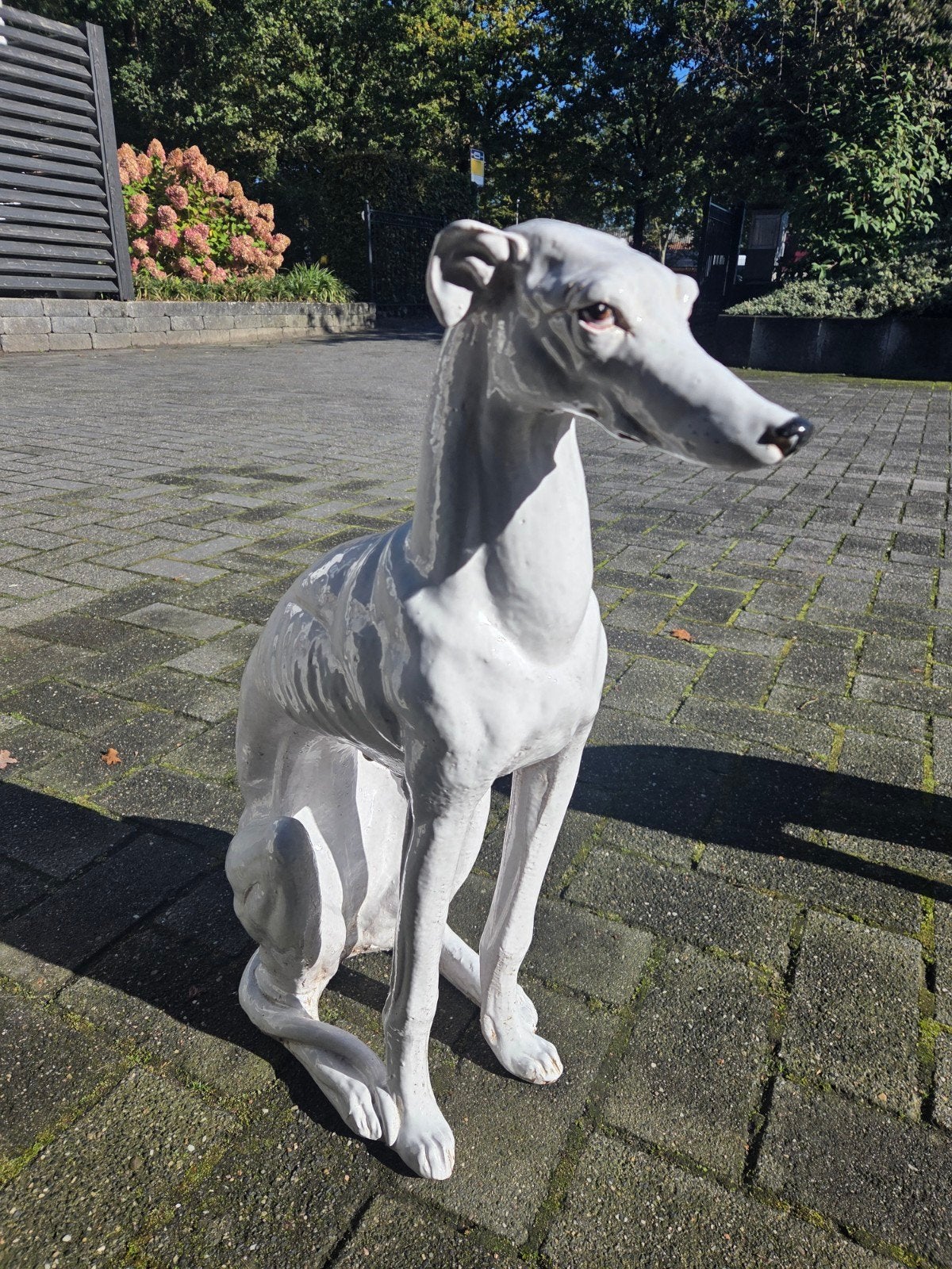Grote vintage Italiaans Windhond Beeld - Wit Keramiek