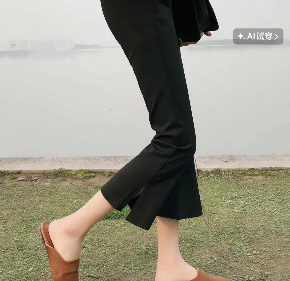 (L)Summer Zwarte broek met split - Ademend en comfortabel, Kleding | Dames, Verzenden, Zwart, Maat 42/44 (L), Nieuw