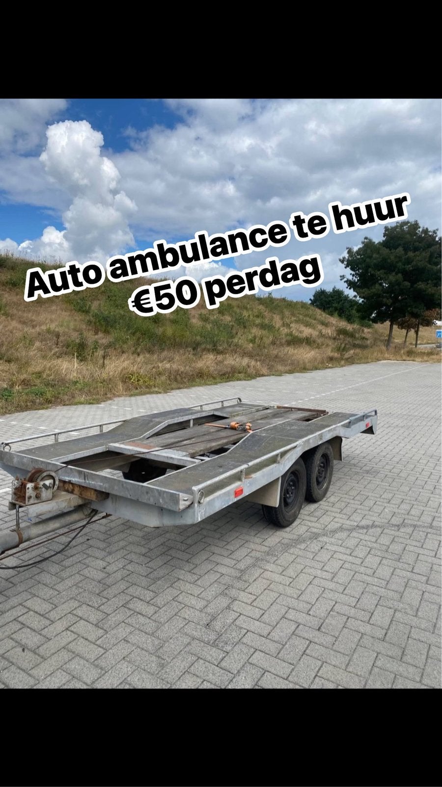 Auto ambulance aanhanger te huur, Ophalen