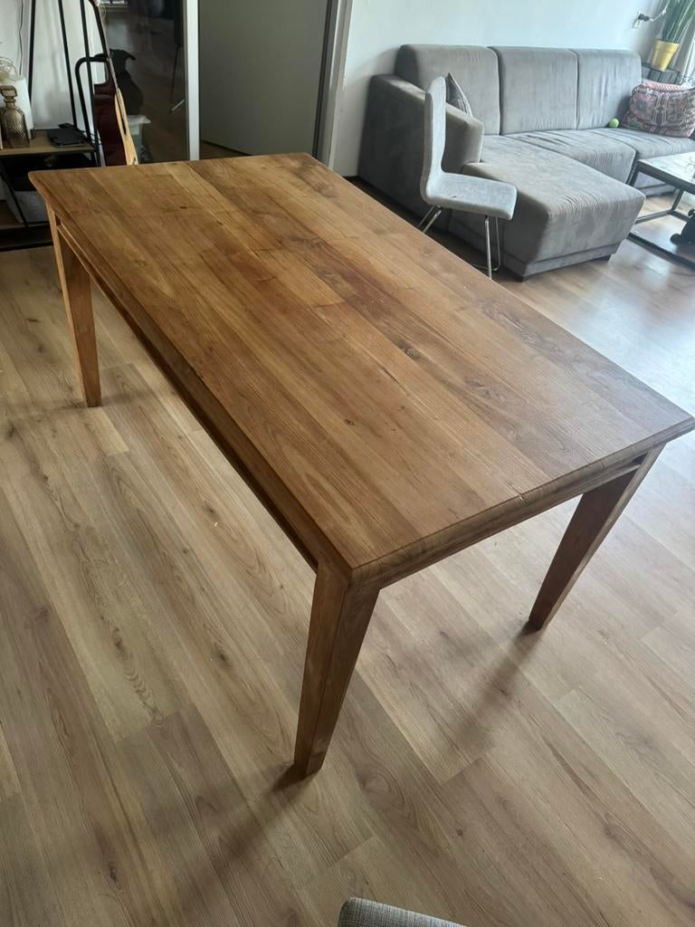 Teak houten tafel, Huis en Inrichting, Tafels | Eettafels, Gebruikt, Teakhout, 200 cm of meer, Vijf personen of meer
