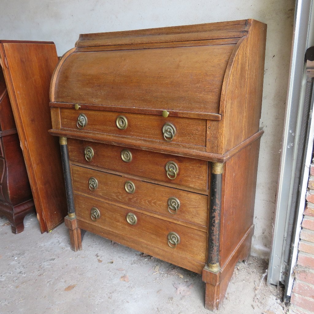 Oude Antieke licht eikenhouten Empire stijl Secretaire., Antiek en Kunst, Ophalen