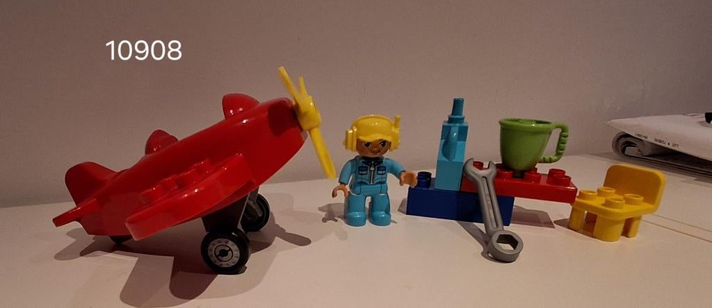 LEGO Duplo Vliegtuig en Monteur Set 10908, Gebruikt, Overige thema's, Ophalen of Verzenden, Duplo