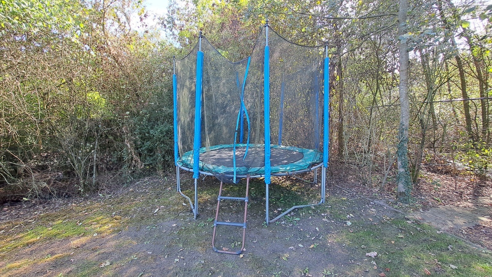 Trampoline met veiligheidsnet en ladder, Ophalen, Gebruikt