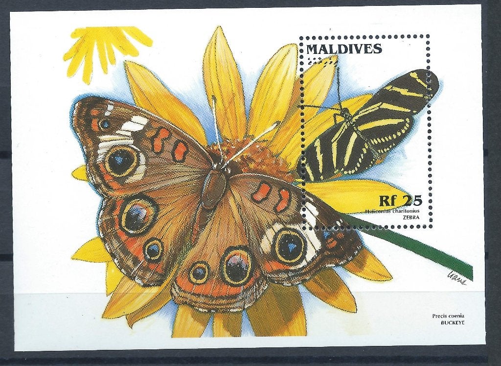 Malediven Blok 368 Vlinders 1996 postfris, Ophalen of Verzenden, Postfris, Dier of Natuur