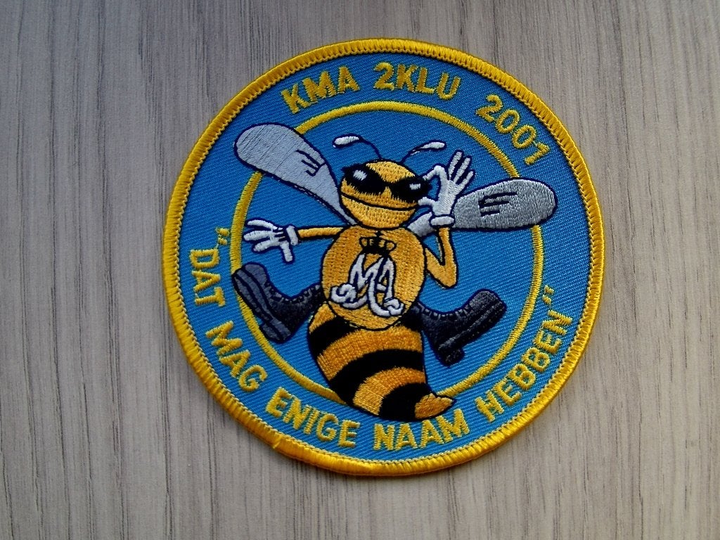 Patch RNLAF KMA 2KLU 2001 "Dat mag enige naam hebben", Verzenden, Luchtmacht, Nederland, Embleem of Badge