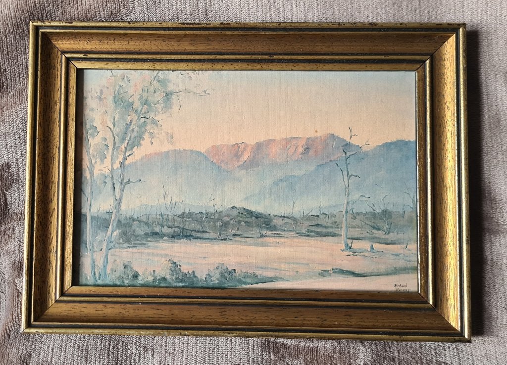 "The Grampians" 1960 Australië - Richard Herzog, Paneel, Ophalen of Verzenden, Landschap, Olieverf