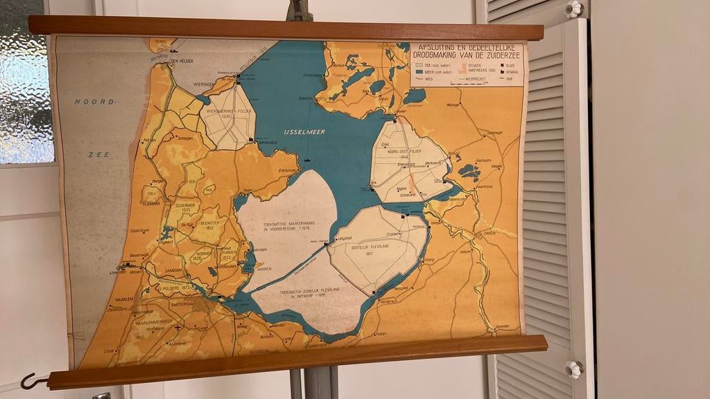 Kaart Afsluiting en gedeeltelijke droogmaking vd Zuiderzee, Ophalen of Verzenden, Aardrijkskunde