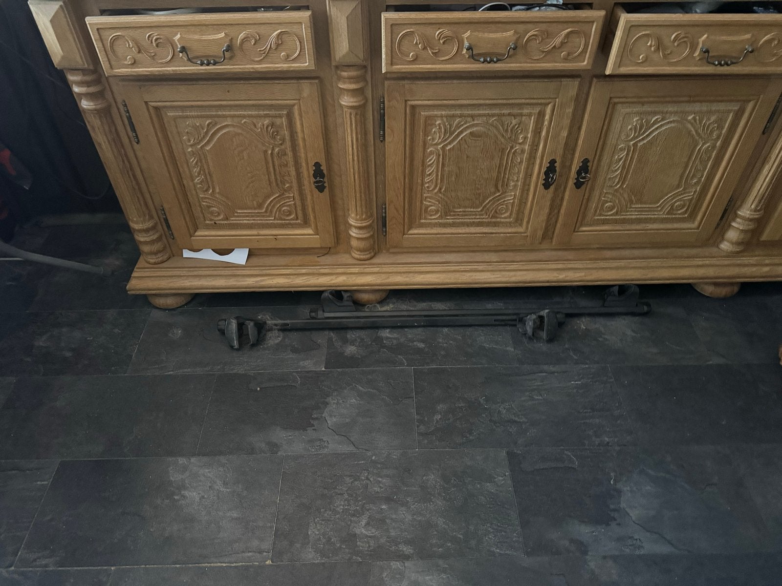 Massief eiken dressoir met lades en deuren, Ophalen, Gebruikt, Eikenhout, 200 cm of meer