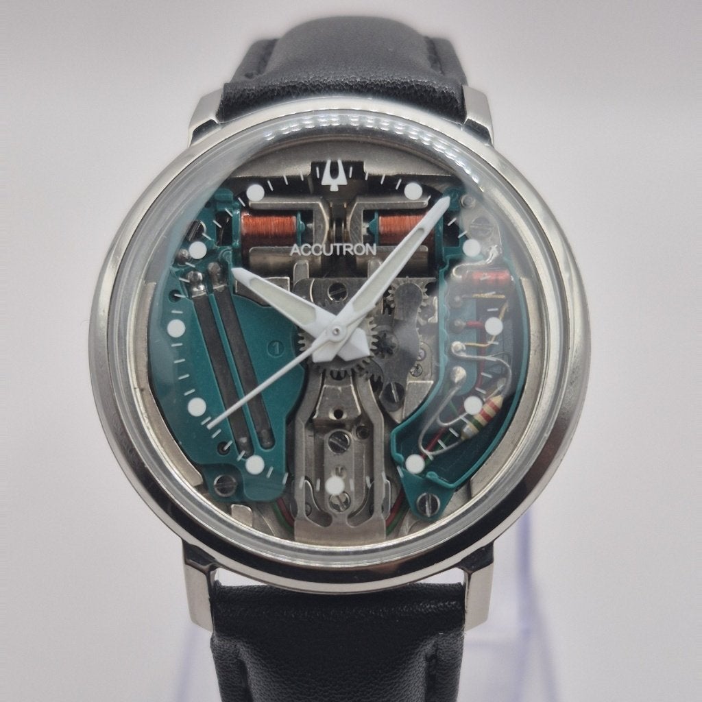 Bulova Accutron 214 Spaceview 1969 stemvork horloge staal, Ophalen of Verzenden