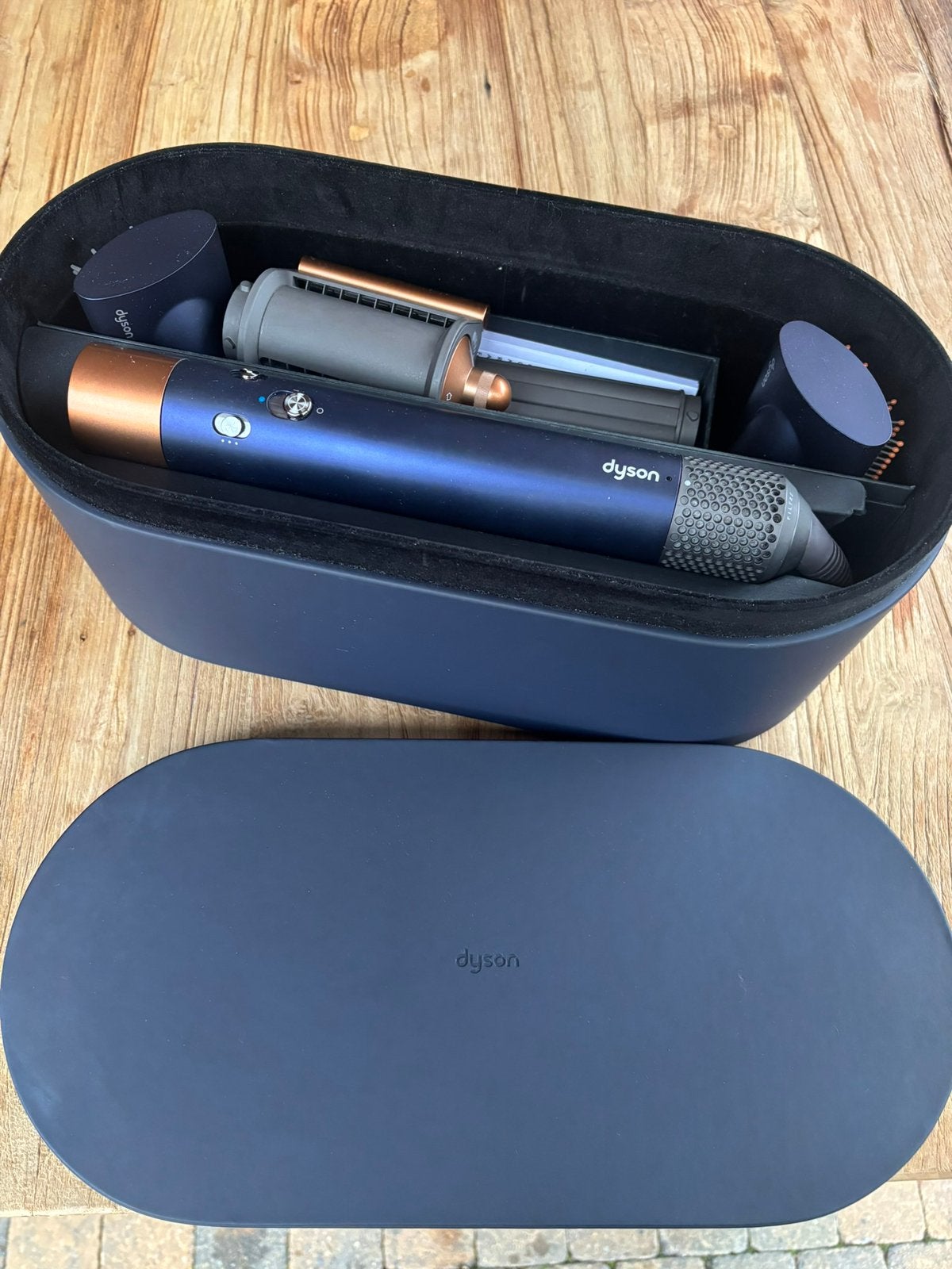 Dyson Airwrap complete (6 opzetstukken) blauw, Sieraden, Tassen en Uiterlijk, Ophalen, Zo goed als nieuw, Föhn of Haardroger