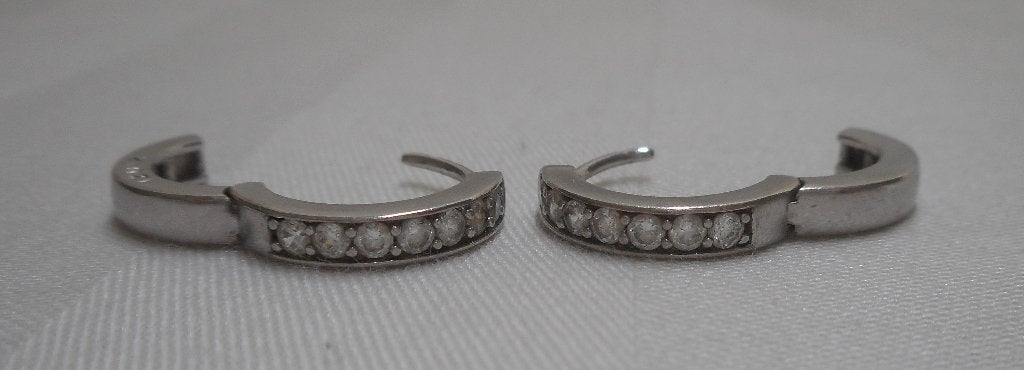 Zilveren Zinzi oorringen met steentjes nr.1718, Hangers, Verzenden, Zo goed als nieuw, Zilver