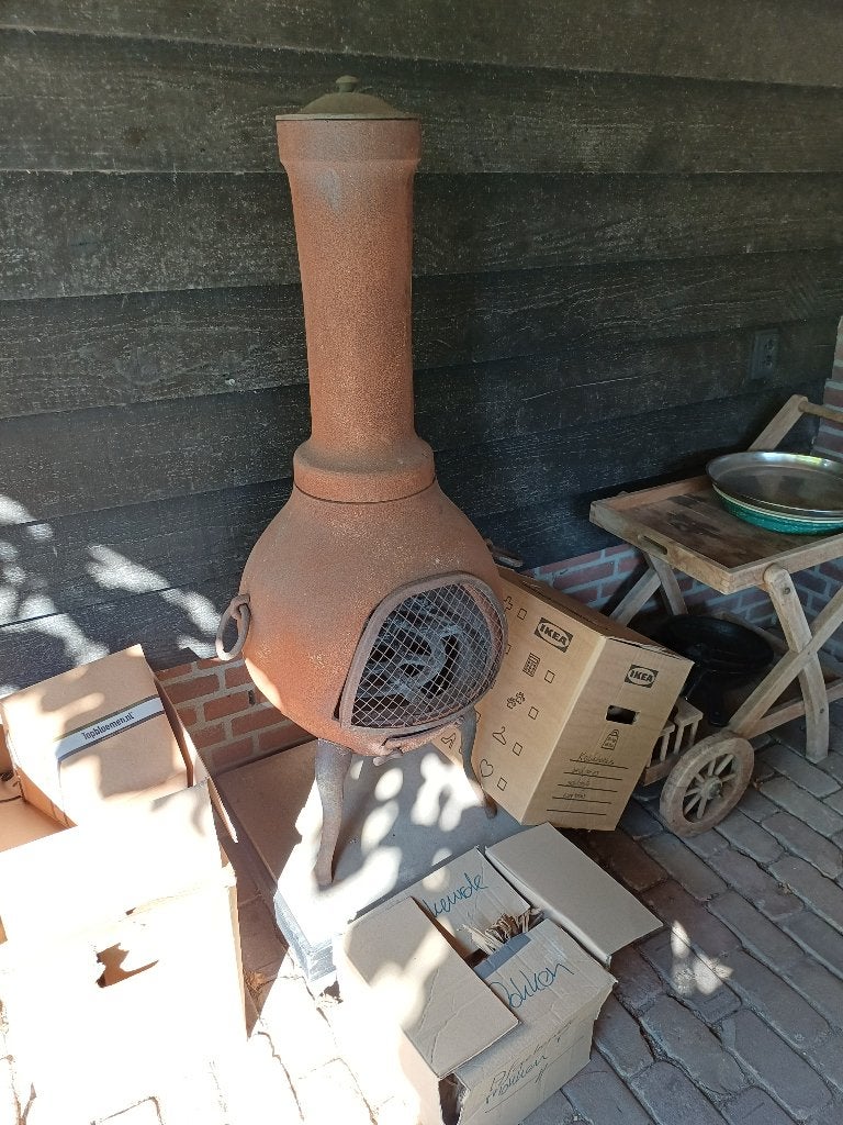 Robuuste Gietijzeren Tuinhaard / Terrashaard, Ophalen, Gebruikt