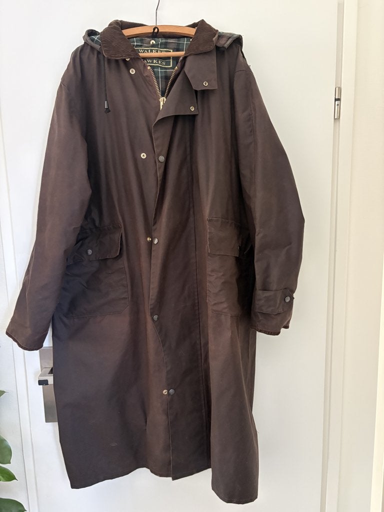 Lange Waxjas Walker and Hawkes / L, Kleding | Heren, Jassen | Winter, Ophalen of Verzenden, Gedragen, Maat 52/54 (L), Bruin