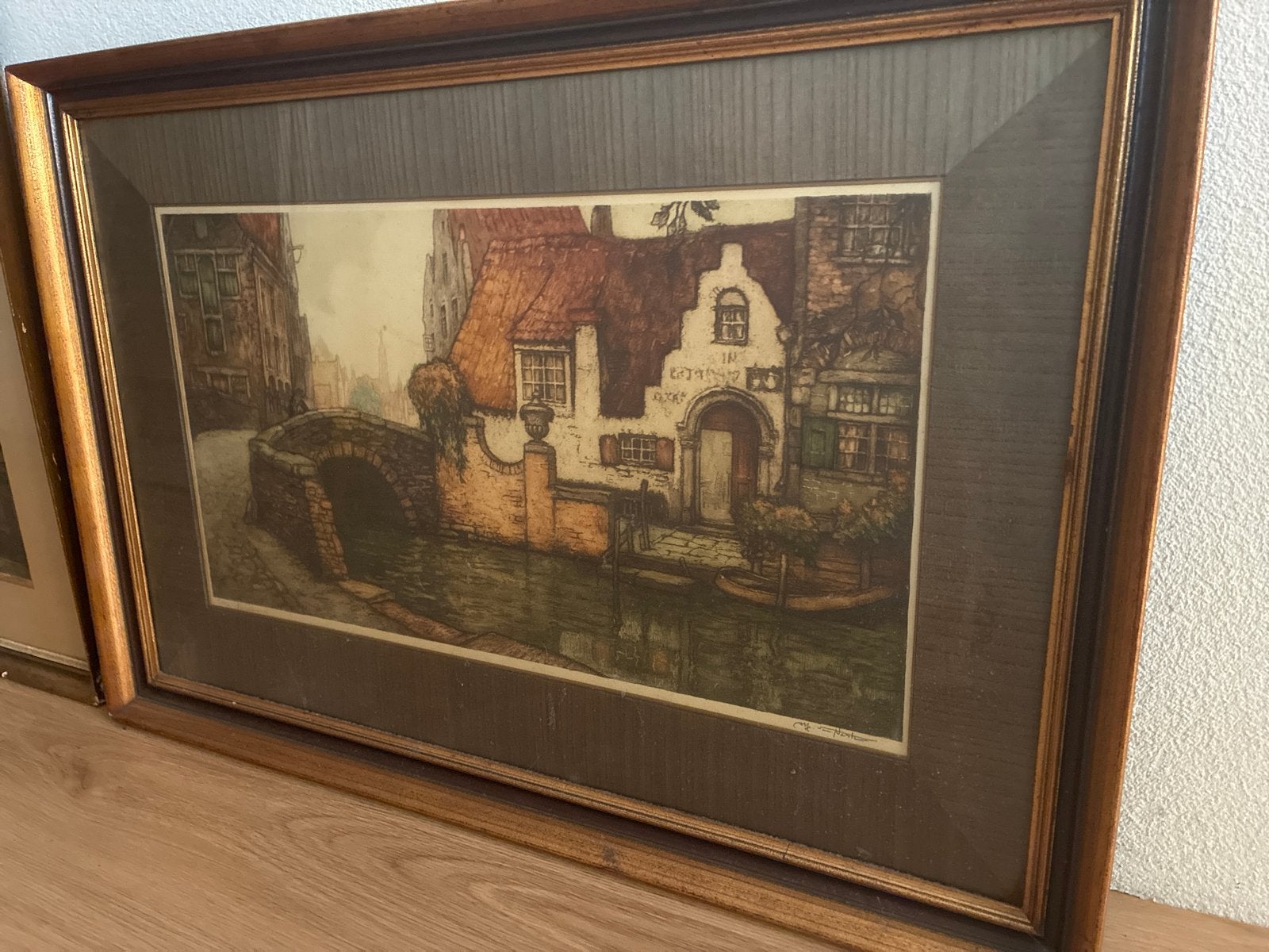 Gesigneerde ets van Alfons van Neste Brugge stadsgezicht, Antiek en Kunst, Ets, Stadsgezicht, Ophalen of Verzenden, Gesigneerd