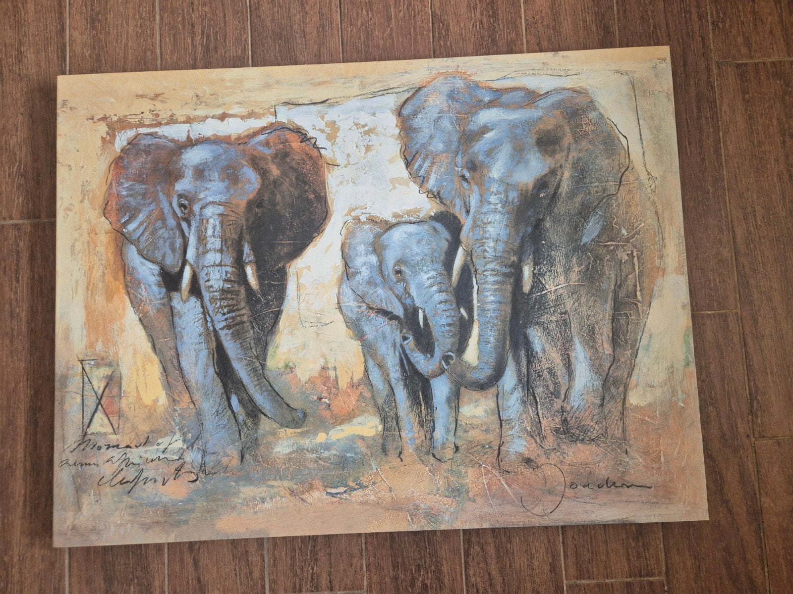 olifanten canvas schilderij 80 breed 60 hoog, Antiek en Kunst, Ophalen