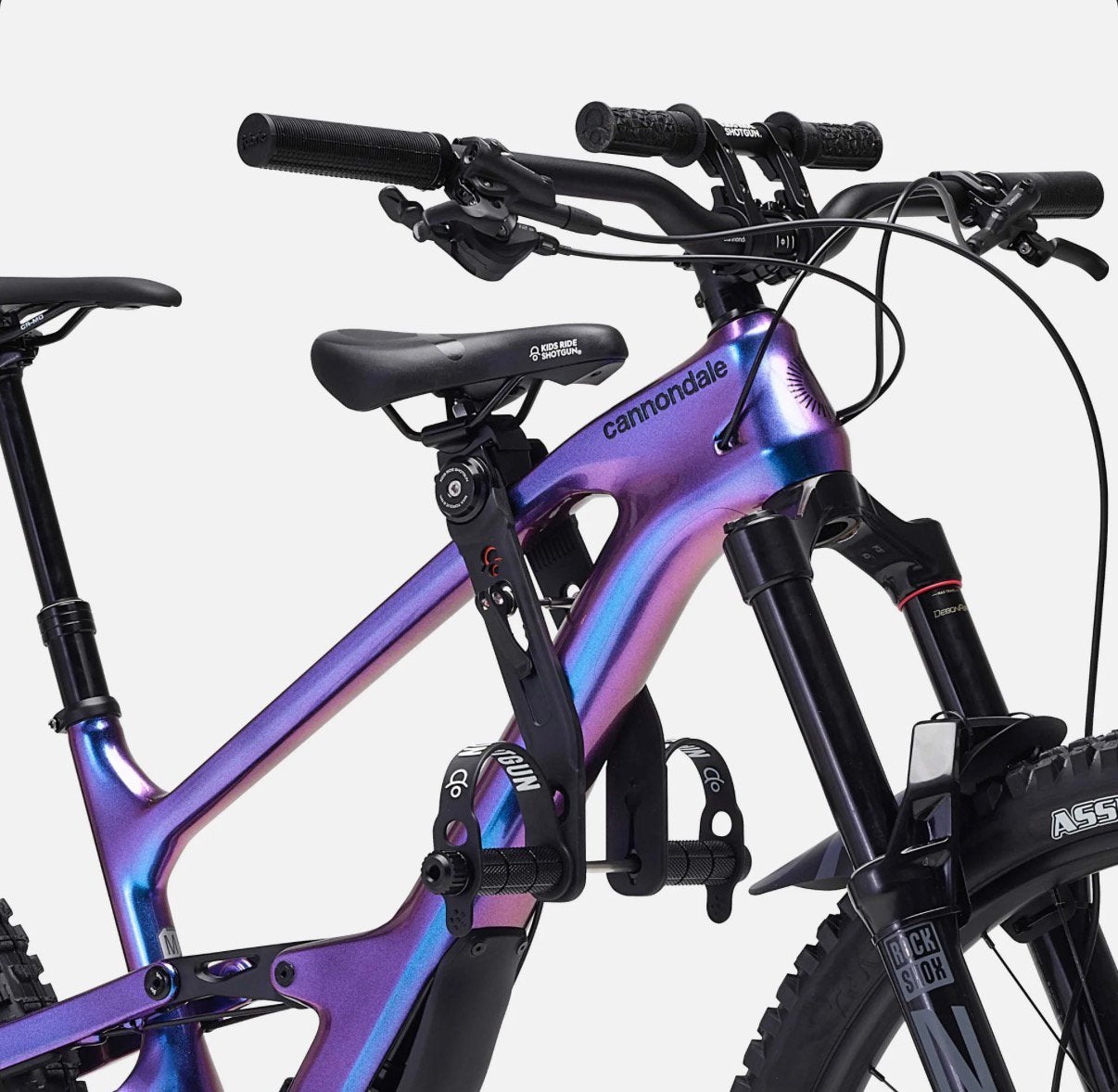 Kids Ride Shotgun 2.0 Combo, MTB Kinderzitje + Stuur, Ophalen, Zo goed als nieuw, Voorzitje, Voetsteuntjes